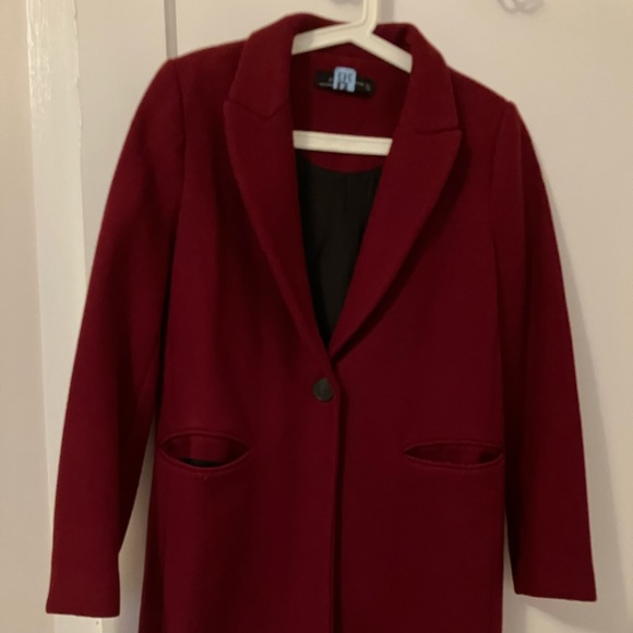 Zara Burgundy Red Overcoat - Picture 2 of 7